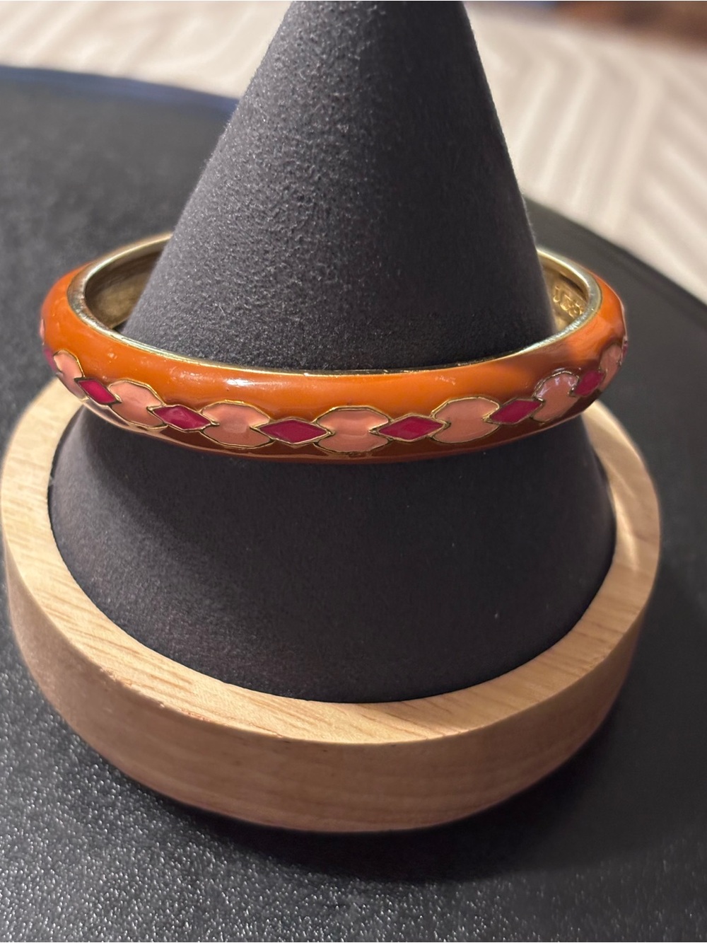 J. Crew Orange Enamel Bracelet with Pink Accents